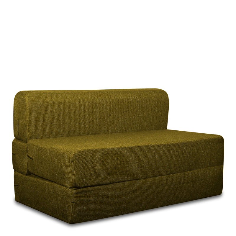 Style Homez Foldable Sofa Cum Bed, 4' x 6' Feet Premium Jute Fabric with High Density Foam, Moss Green Colour