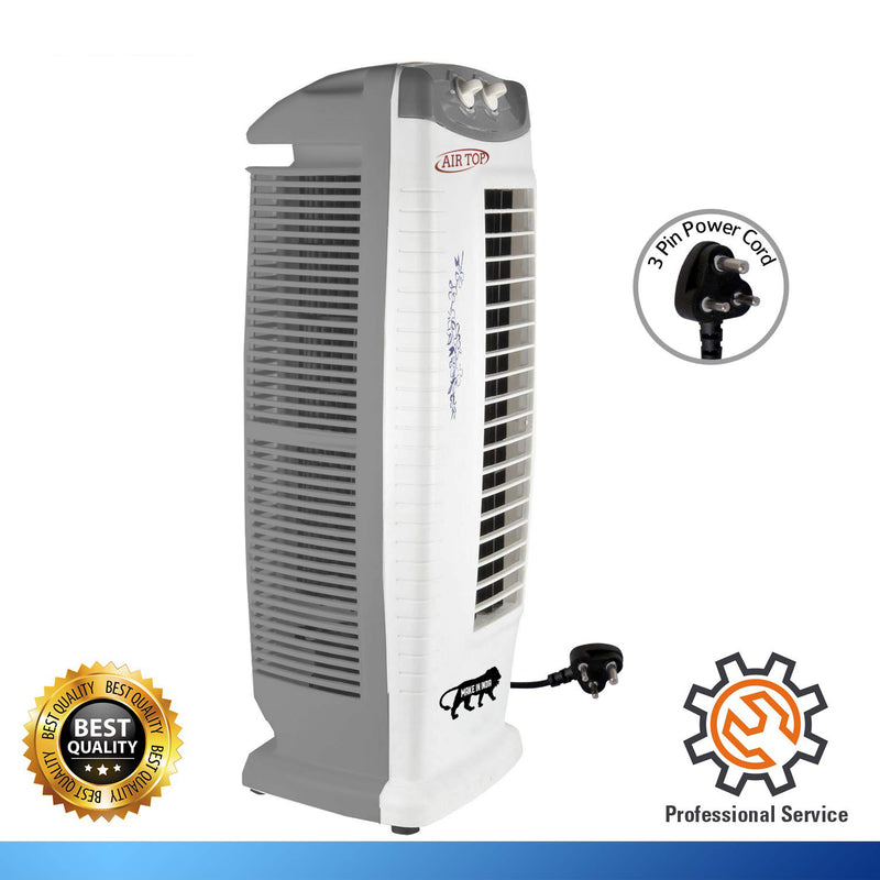 AIRTOP  Tower Fan with 25 Feet Air Delivery High Speed Swing & Anti Rust Body Grey White Color