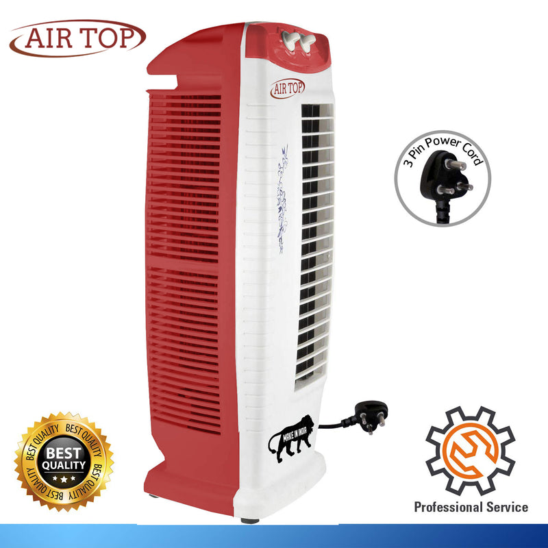 AIRTOP  Tower Fan with 25 Feet Air Delivery High Speed Swing & Anti Rust Body Red White Color