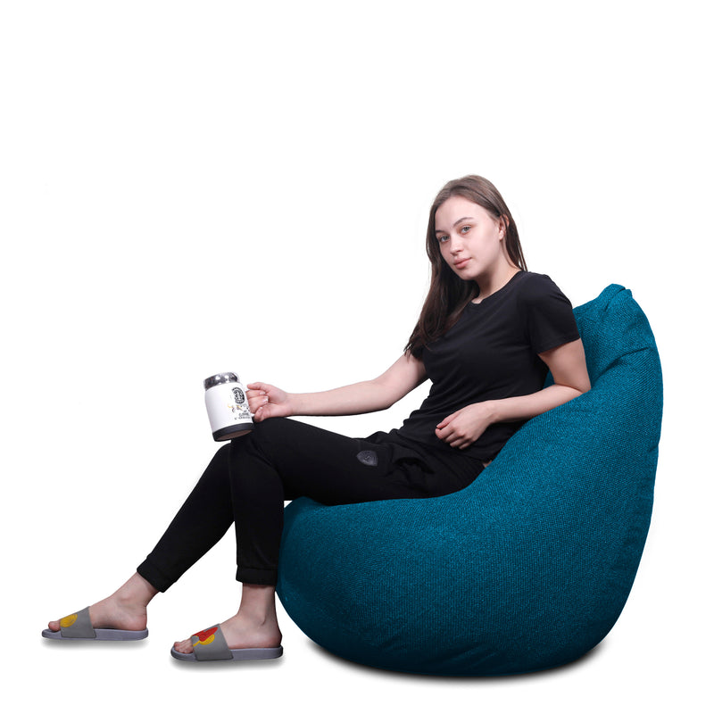 Style Homez ORGANIX Collection, Classic Bean Bag JUMBO SAC Size Berry Blue Color in Organic Jute Fabric, Filled with Beans Fillers