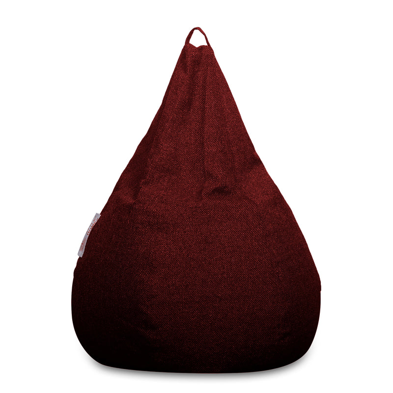 Style Homez ORGANIX Collection, Classic Bean Bag JUMBO SAC Size Crimson Red Color in Organic Jute Fabric, Filled with Beans Fillers