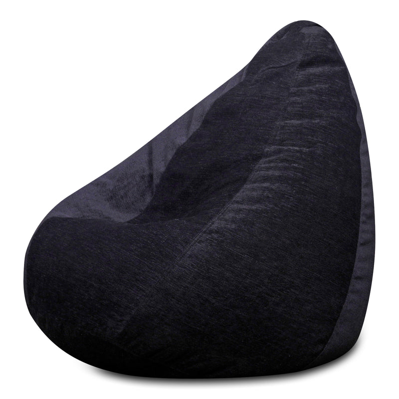 Style Homez HAUT Collection, Classic Bean Bag XL Size Black Color in Premium Velvet Fabric, Filled with Beans Fillers
