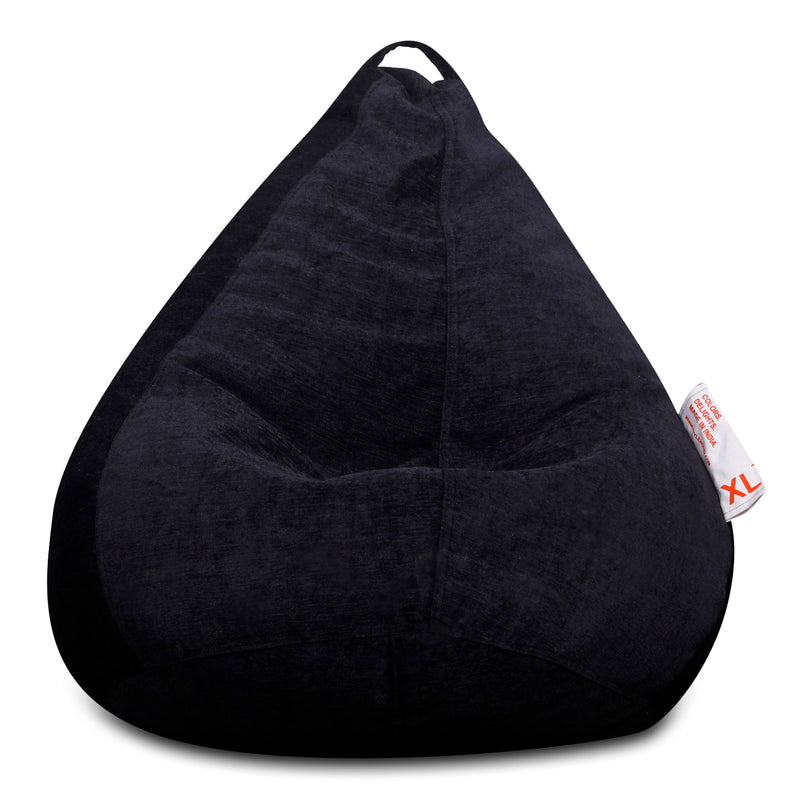Style Homez HAUT Collection, Classic Bean Bag XL Size Black Color in Premium Velvet Fabric, Cover Only