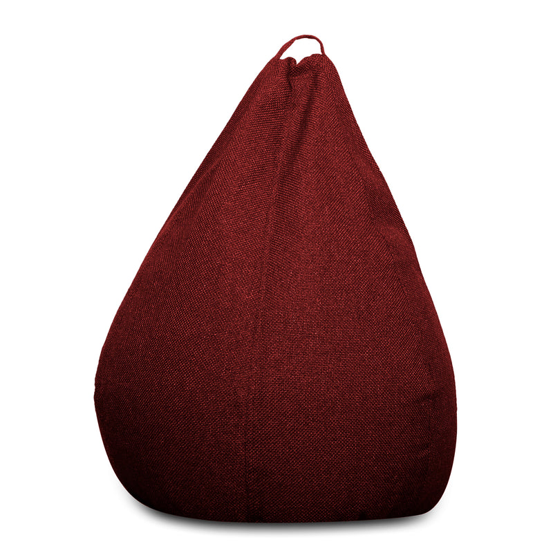 Style Homez ORGANIX Collection, Classic Bean Bag XL Size Crimson Red Color in Organic Jute Fabric, Filled with Beans Fillers