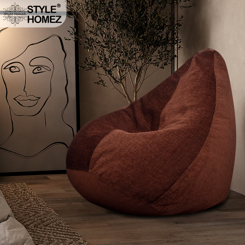 Style Homez HAUT Collection, Classic Bean Bag XL Size Gold Medallion Color in Premium Velvet Fabric, Filled with Beans Fillers