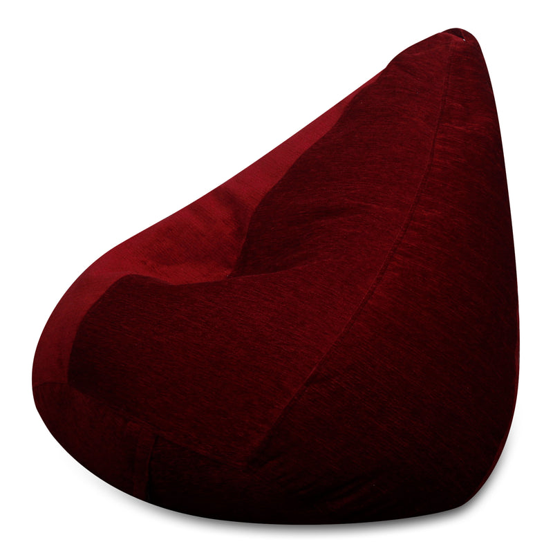 Style Homez HAUT Collection, Classic Bean Bag XL Size Maroon Color in Premium Velvet Fabric, Filled with Beans Fillers