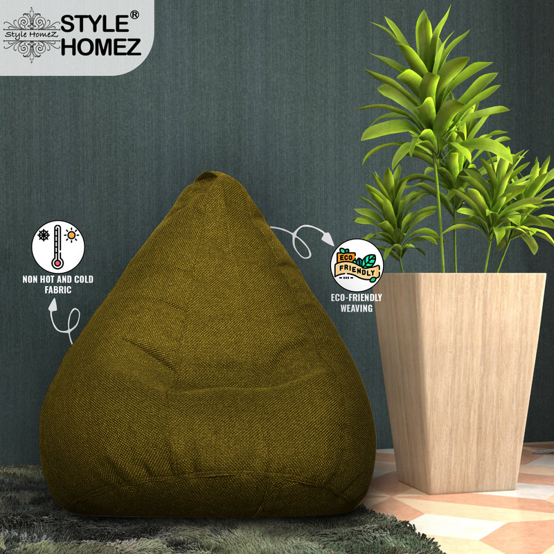 Style Homez ORGANIX Collection, Classic Bean Bag XL Size Moss Green Color in Organic Jute Fabric, Cover Only