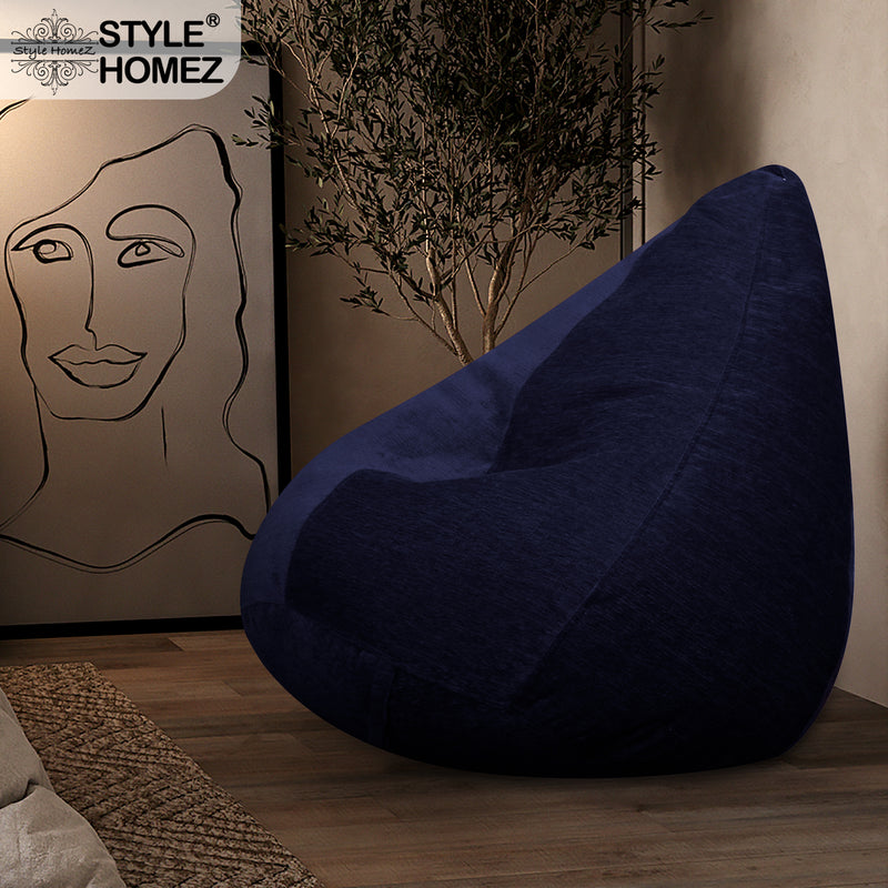 Style Homez HAUT Collection, Classic Bean Bag XL Size Royal Blue Color in Premium Velvet Fabric, Cover Only