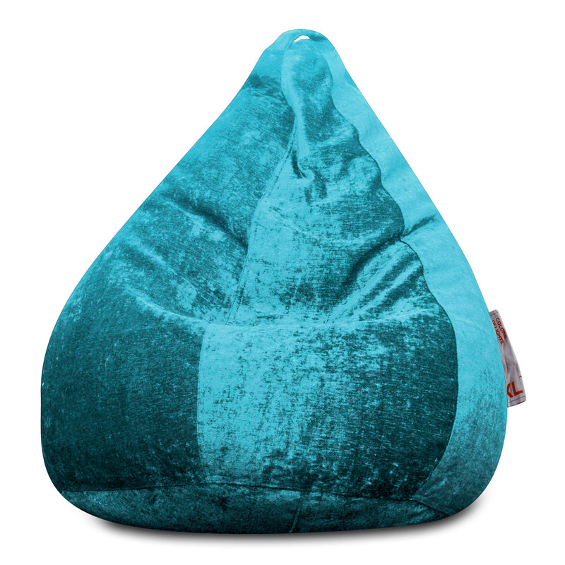Style Homez HAUT Collection, Classic Bean Bag XL Size Teal Color in Premium Velvet Fabric, Filled with Beans Fillers