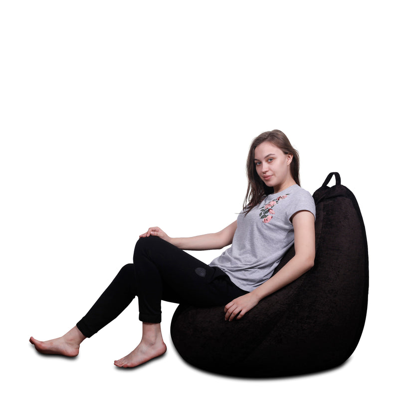 Style Homez HAUT Collection, Classic Bean Bag XXL Size Chocolate Brown Color in Premium Velvet Fabric, Cover Only