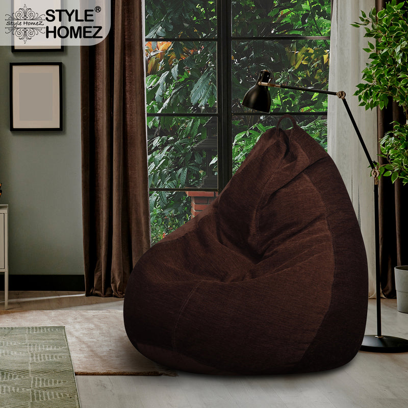 Style Homez HAUT Collection, Classic Bean Bag XXL Size Gold Medallion Color in Premium Velvet Fabric, Filled with Beans Fillers