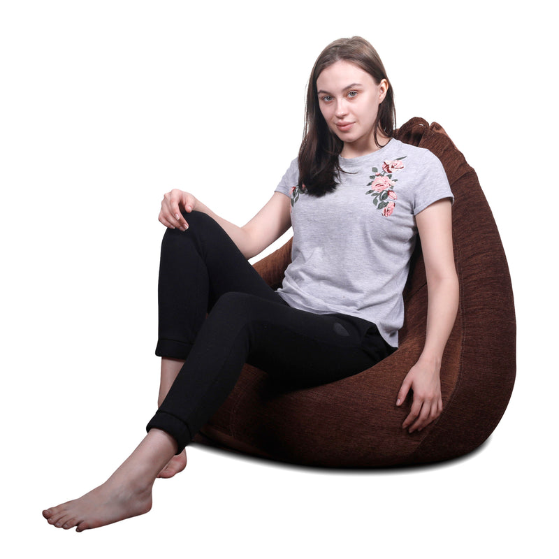 Style Homez HAUT Collection, Classic Bean Bag XXL Size Gold Medallion Color in Premium Velvet Fabric, Filled with Beans Fillers