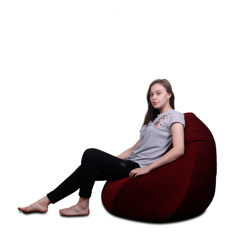 Style Homez HAUT Collection, Classic Bean Bag XXL Size Maroon Color in Premium Velvet Fabric, Cover Only