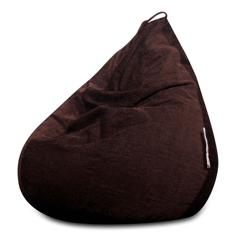 Style Homez HAUT Collection, Classic Bean Bag XXL Size Shade Brown Color in Premium Velvet Fabric, Filled with Beans Fillers