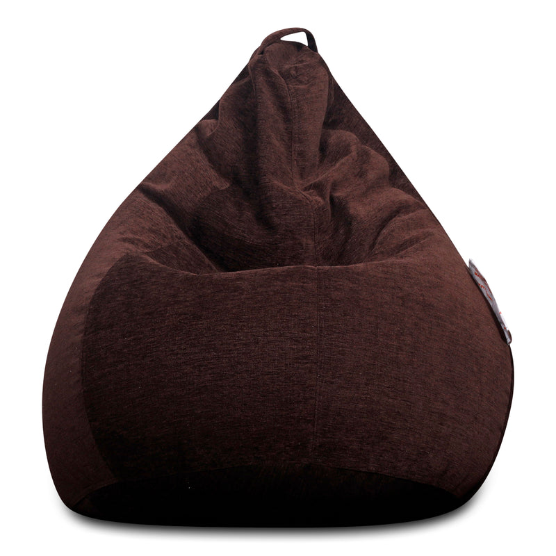 Style Homez HAUT Collection, Classic Bean Bag XXL Size Shade Brown Color in Premium Velvet Fabric, Filled with Beans Fillers