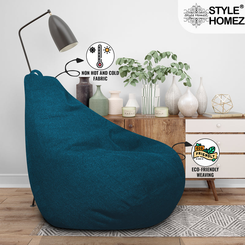 Style Homez ORGANIX Collection, Classic Bean Bag XXXL Size Berry Blue Color in Organic Jute Fabric, Cover Only