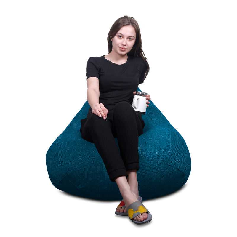 Style Homez ORGANIX Collection,Classic Bean Bag XXXL Size Berry Blue Color in Organic Jute Fabric, Filled with Beans Fillers