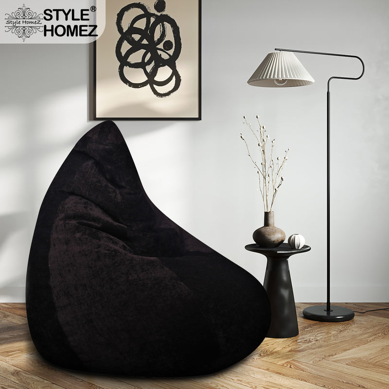 Style Homez HAUT Collection, Classic Bean Bag XXXL Size Chocolate Brown Color in Premium Velvet Fabric, Filled with Beans Fillers