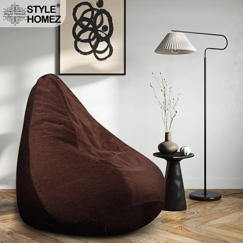 Style Homez HAUT Collection, Classic Bean Bag XXXL Size Gold Medallion Color in Premium Velvet Fabric, Filled with Beans Fillers