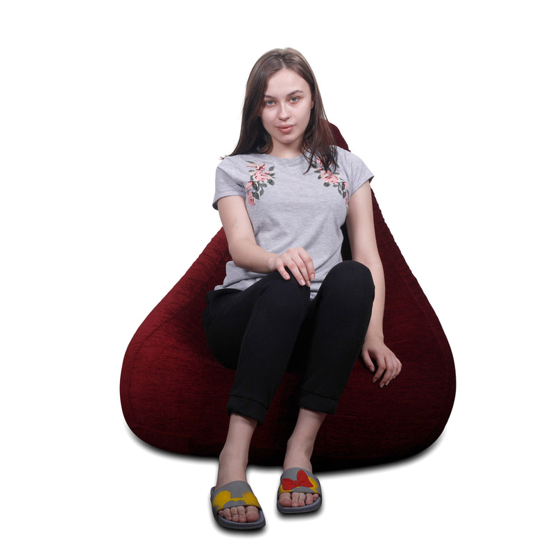 Style Homez HAUT Collection, Classic Bean Bag XXXL Size Maroon Color in Premium Velvet Fabric, Cover Only