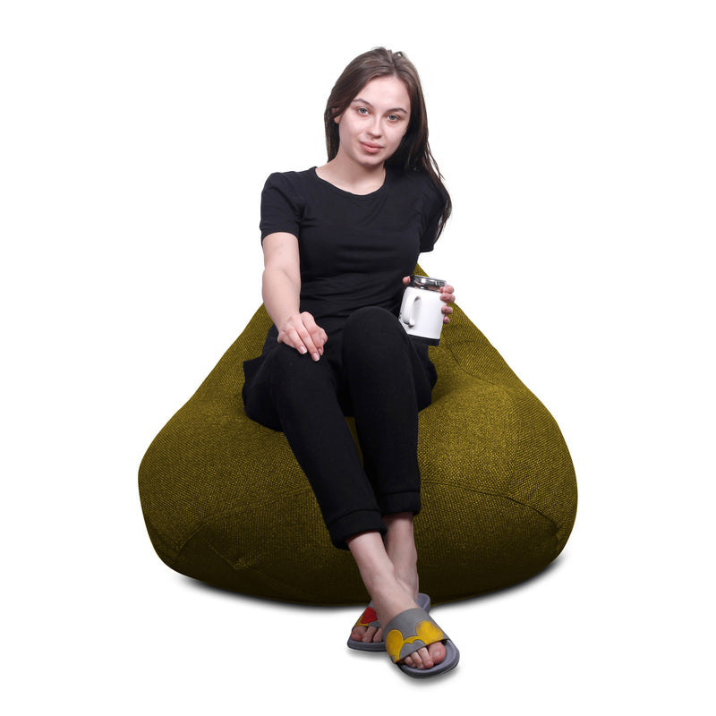 Style Homez ORGANIX Collection, Classic Bean Bag XXXL Size Moss Green Color in Organic Jute Fabric, Filled with Beans Fillers