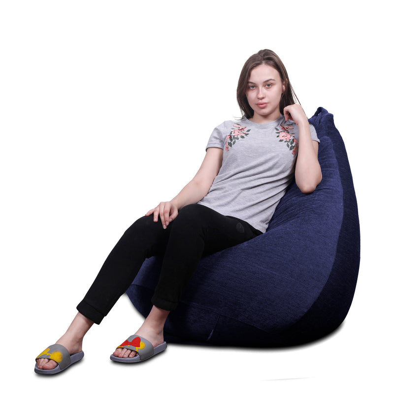 Style Homez HAUT Collection, Classic Bean Bag XXXL Size Royal Blue Color in Premium Velvet Fabric, Filled with Beans Fillers