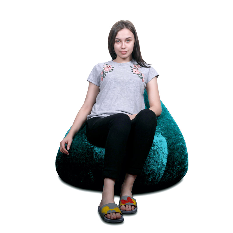 Style Homez HAUT Collection, Classic Bean Bag XXXL Size Teal Color in Premium Velvet Fabric, Cover Only
