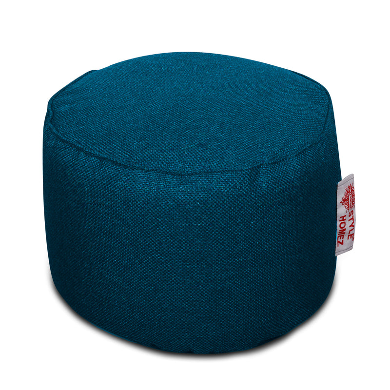 Style Homez ORGANIX Collection, Round Poof Bean Bag Ottoman Stool Large Size Berry Blue Color in Organic Jute Fabric, Cover Only