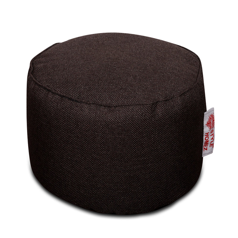 Style Homez ORGANIX Collection, Round Poof Bean Bag Ottoman Stool Large Size Brown Color in Organic Jute Fabric, Filled with Beans Fillers