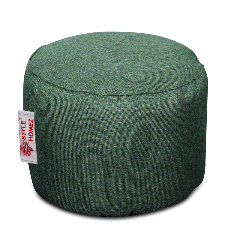 Style Homez ORGANIX Collection, Round Poof Bean Bag Ottoman Stool Large Size Green Color in Organic Jute Fabric, Filled with Beans Fillers