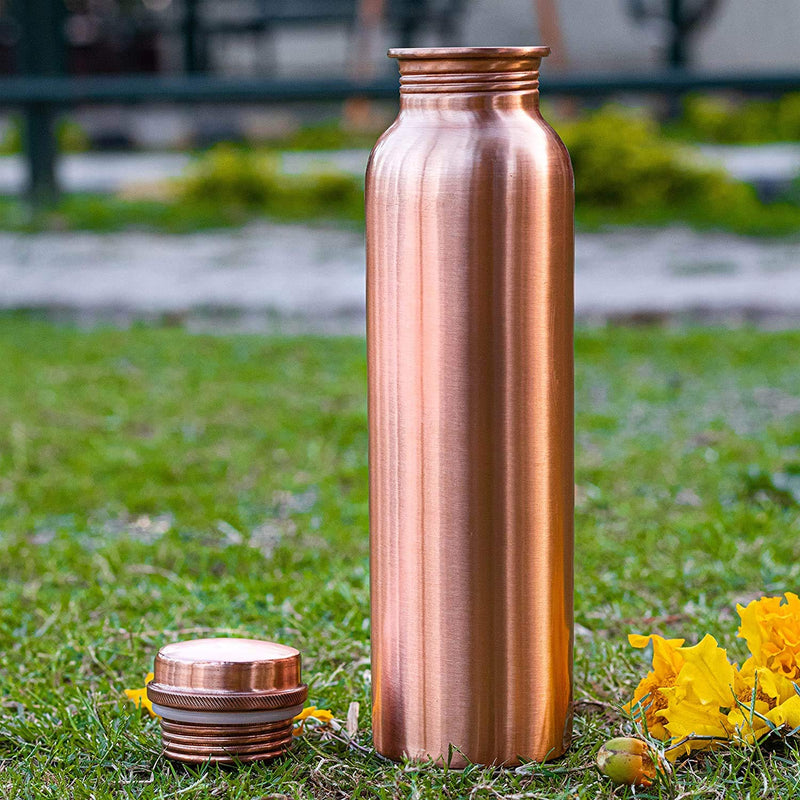 Style Homez Pure Handmade Copper Bottle, 1000 ML MATTE Finish Lacquer Coated Joint Free & Leak Proof with Ayurvedic Health Benefits (1 Litre)