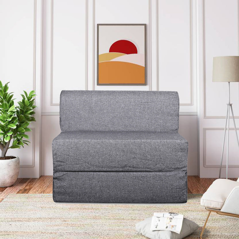 Style Homez Foldable Sofa Cum Bed, 3' x 6' Feet Premium Jute Fabric with High Density Foam, Grey Colour