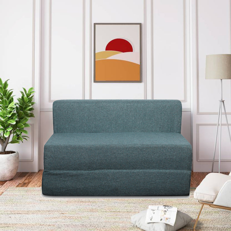 Style Homez Foldable Sofa Cum Bed, 4' x 6' Feet Premium Jute Fabric with High Density Foam, Green Colour