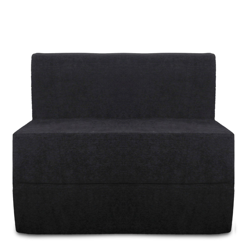 Style Homez Foldable Sofa Cum Bed, 3' x 6' Feet Premium Velvet Fabric with High Density Foam, Black Colour