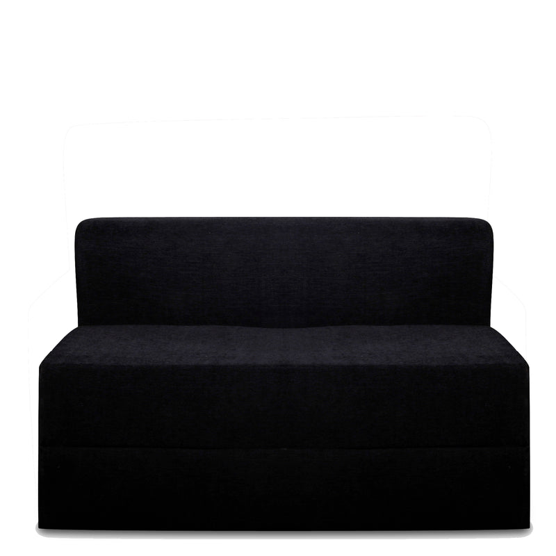Style Homez Foldable Sofa Cum Bed, 4' x 6' Feet Premium Velvet Fabric with High Density Foam, Black Colour