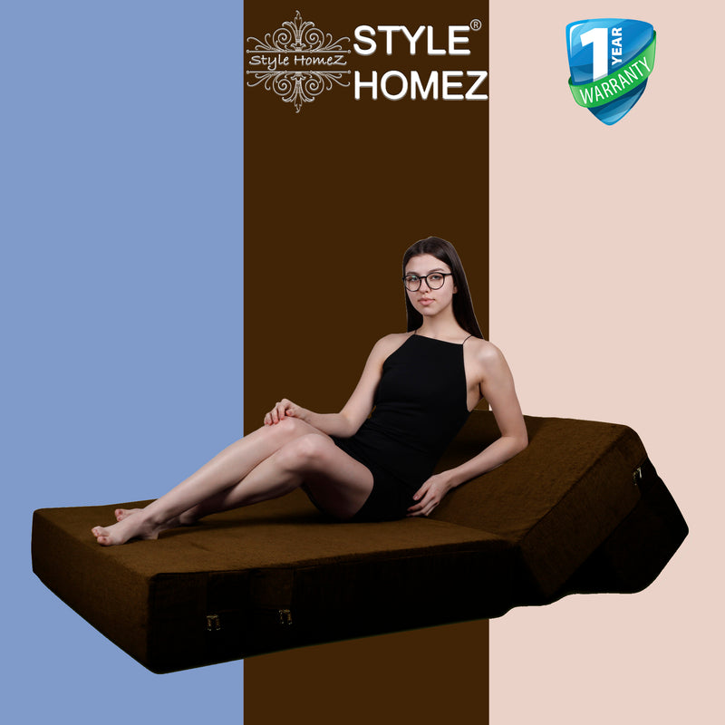 Style Homez Foldable Sofa Cum Bed, 4' x 6' Feet Premium Velvet Fabric with High Density Foam, Medallion Gold Colour