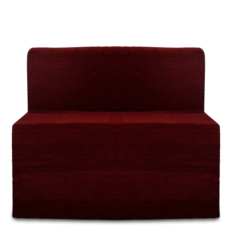 Style Homez Foldable Sofa Cum Bed, 3' x 6' Feet Premium Velvet Fabric with High Density Foam, Maroon Colour