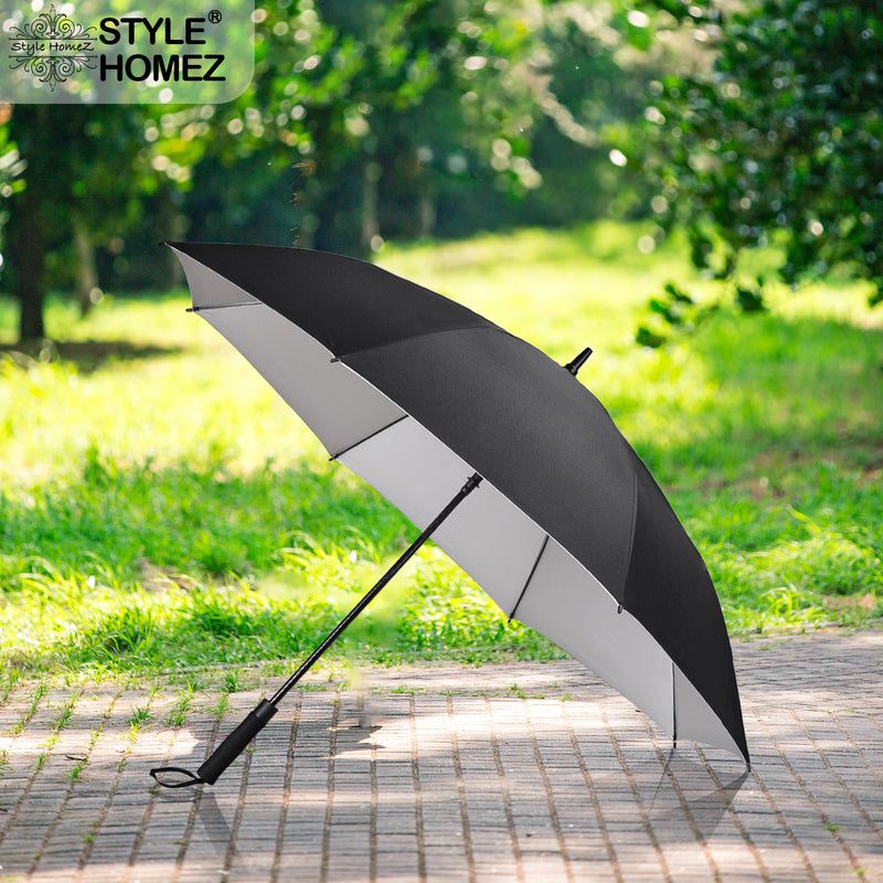 Style Homez Luxury Collection Extra Large Auto Open Single Canopy Golf Umbrella, Wind Proof Vent Canopy Black Color (150 cm | 60 inch)