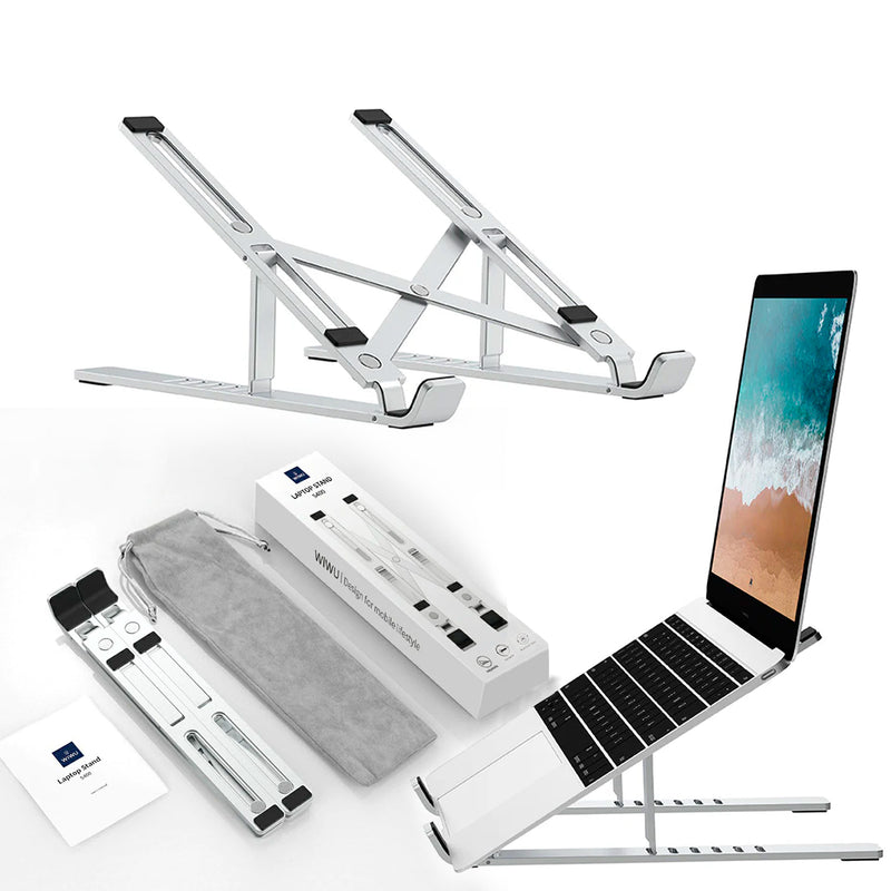 TXOR S400 WIWU, Aluminum Alloy Laptop Stand for Desk with Adjustable Riser & 360° Ventilated for 10" - 15.6” Laptops, Silver Color
