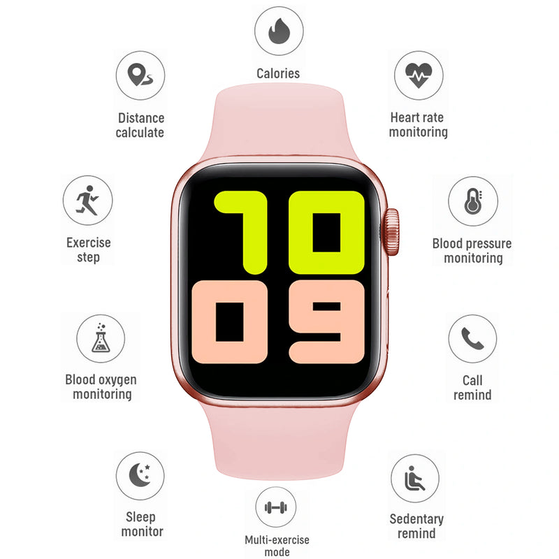 TXOR BLACKOUT T55 Smart Watch Fitness Band 44mm Pink Color Touch Screen for ANDROID and IOS, Pink Strap and Wireless Charger (With Bluetooth Calling)
