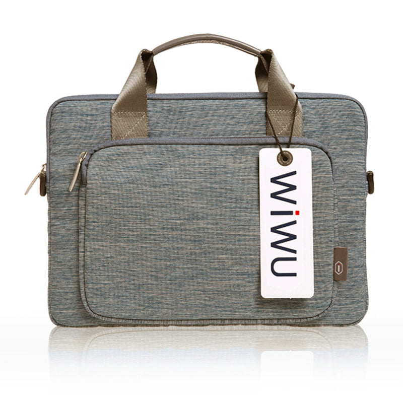 WiWU® Gent Carrying Case 15.4" Laptop Messenger Bag with Anti Shock Padded Foam, Nylon Grey