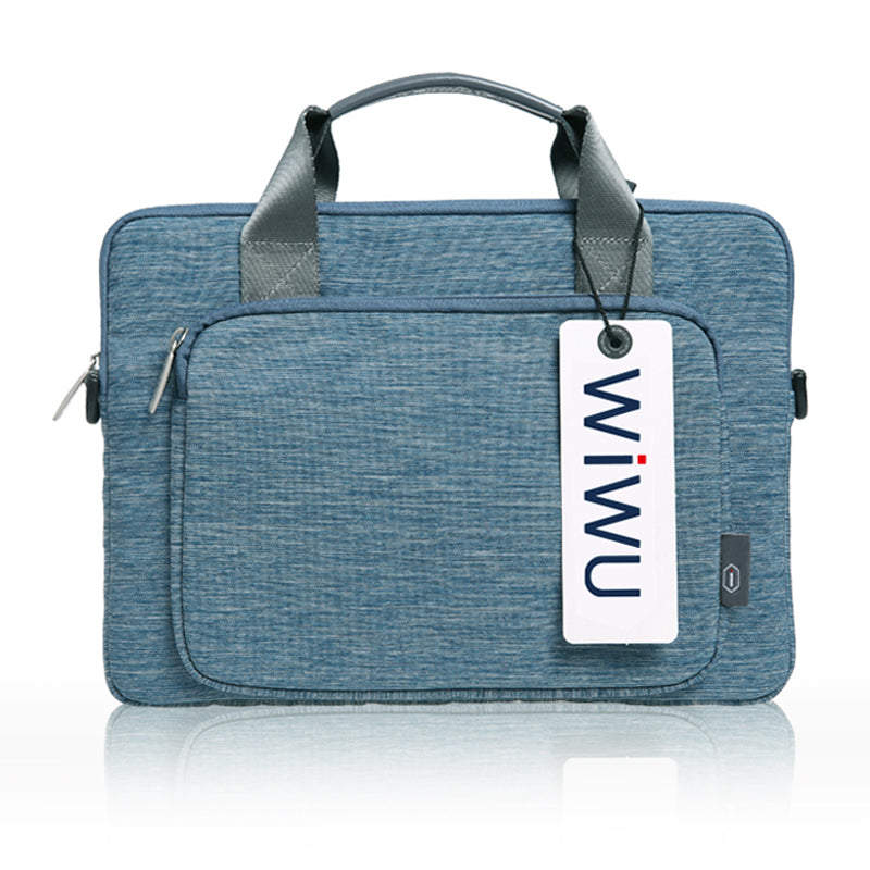 WiWU® Gent Carrying Case 15.4" Laptop Messenger Bag with Anti Shock Padded Foam, Nylon Blue