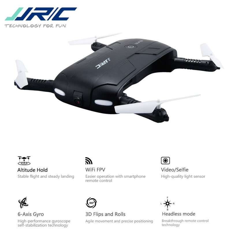 JJRC H37 ELFIE 480P HD Camera Drone Helicopter, Altitude Hold and APP Control, Black Color