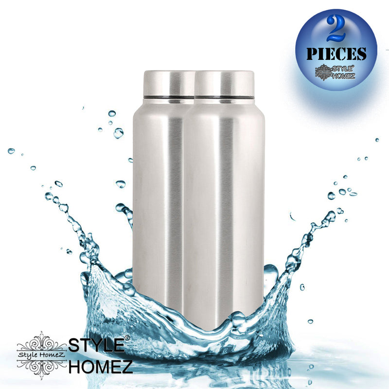 Style Homez Stainless Steel Fridge Water Bottle 1000 ml, Silver Chrome  Color - BPA Free, Food Grade Quality (Set of 2)