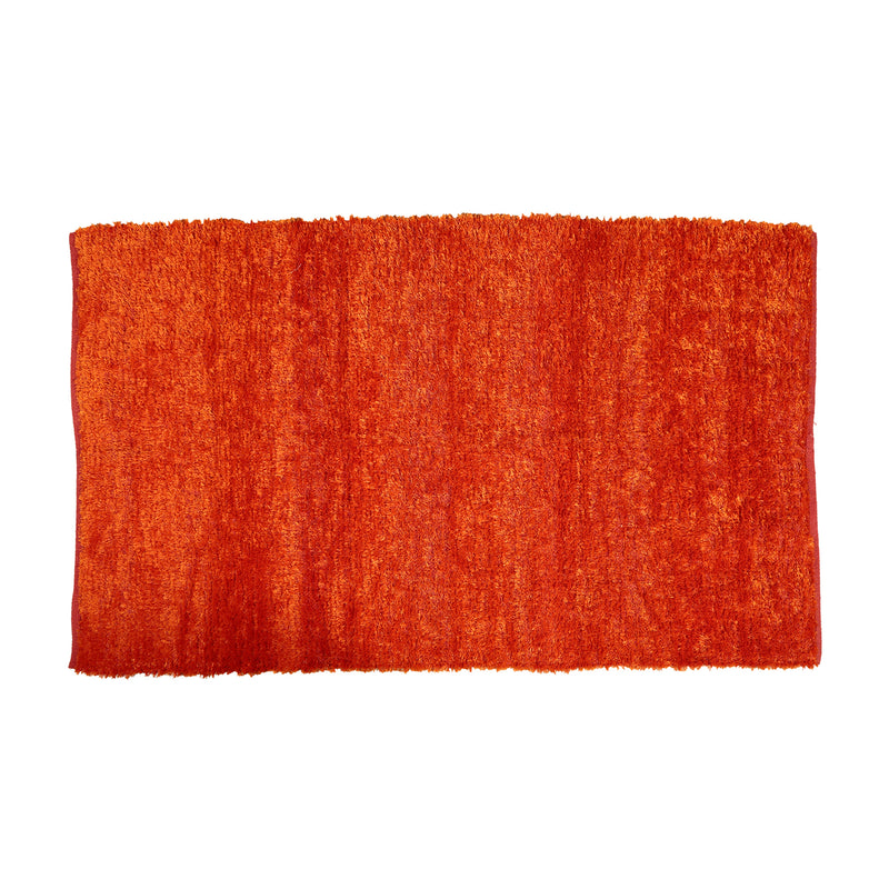 Style Homez Indian Handloom Silk Touch Rug, Reversible Fur  Shaggy Carpet, YAM Orange Color (88 x 158 cm | 2.11 x 5.2 ft)