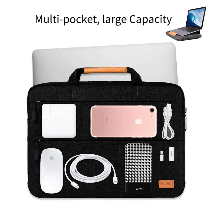 WiWU 15.4" inch Laptop Sleeve Briefcase Bag Stand with Protective Layer for Mac-book, Black Color