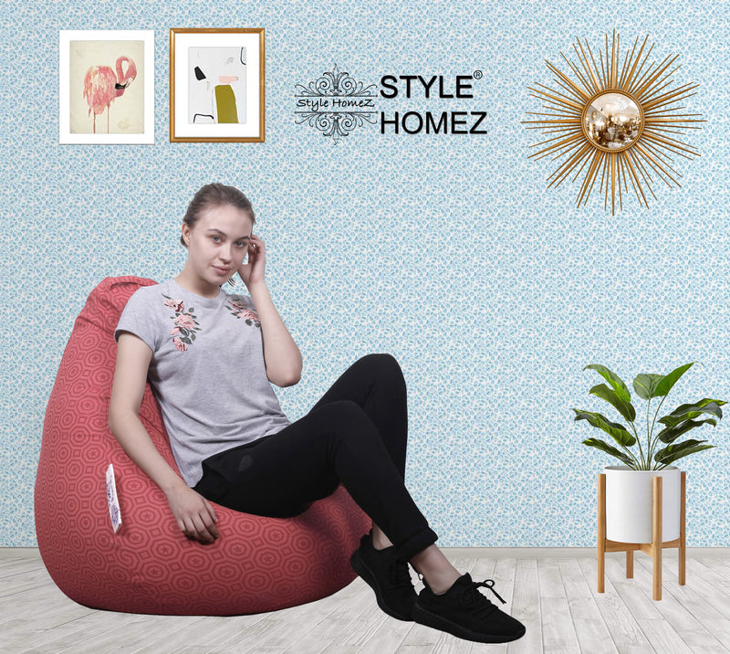Style Homez Classic Cotton Canvas Abstract Printed Bean Bag XXL Size With Fillers