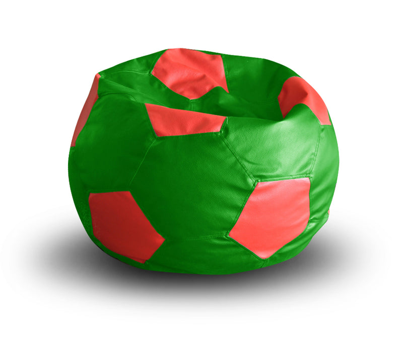 Style Homez Premium Leatherette Football Bean Bag XXL Size Green-Red Color Filled with Beans Fillers