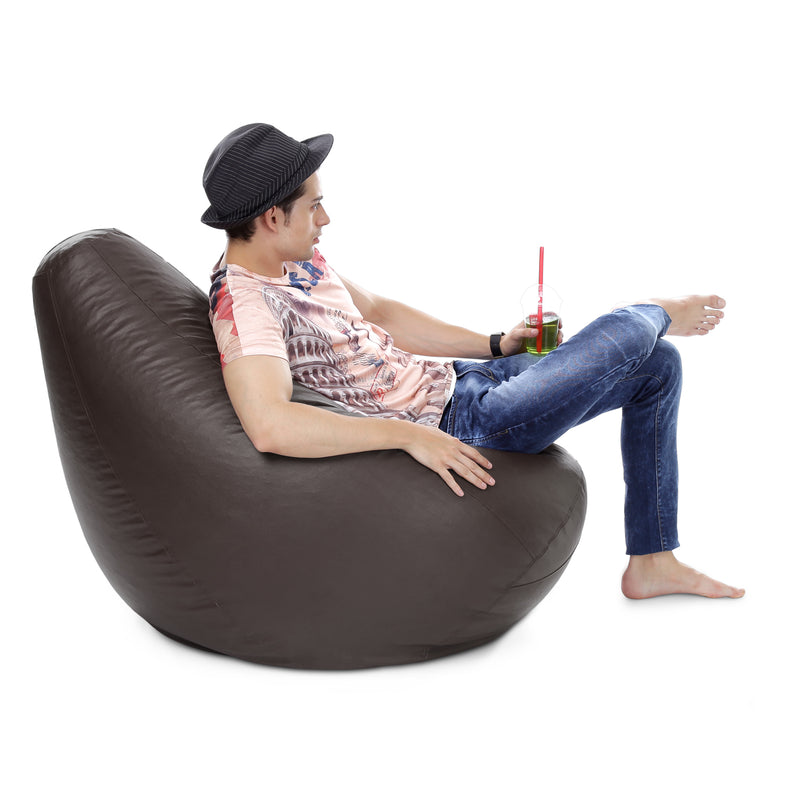 Style Homez Premium Leatherette Classic Bean Bag XXXL Size Chocolate Brown Color Cover Only
