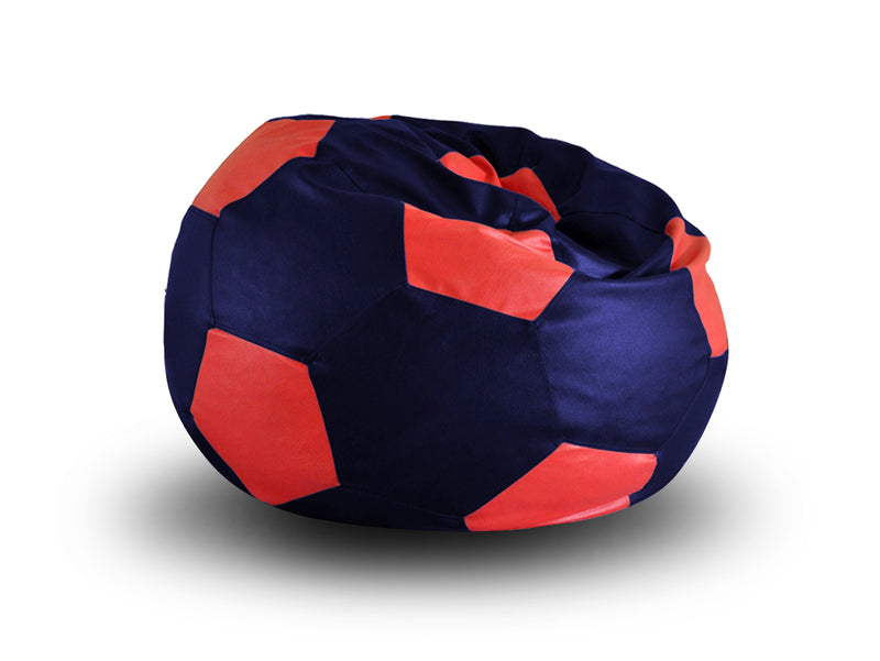 Style Homez Premium Leatherette Football Bean Bag XXL Size Blue-Red Color Filled with Beans Fillers